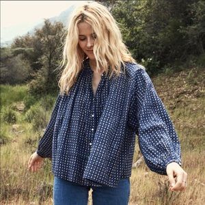 Doen The Jane Blouse Navy Blockprint